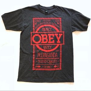 🌴 OBEY Clothing Grey Logo T-Shirt - Medium
